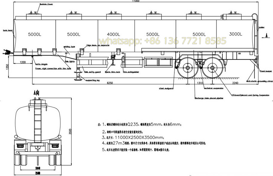 35,000 Litre Fuel Tank Trailer drawing