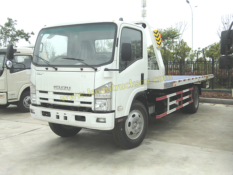 Kunden aus Äquatorialguinea bestellen vier Isuzu 5-Tonnen-Pritschen-Abschleppwagen