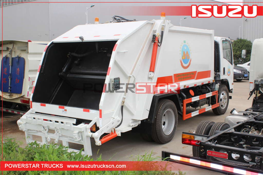 Hydraulic rear loader garbage truck Isuzu refuse vehicle 5tons 8tons