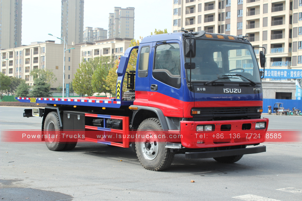 Japan ISUZU FVR 6HK1 4*2 Road Rescue Recovery breakdown Flatbed Tow wrecker truck For Sale