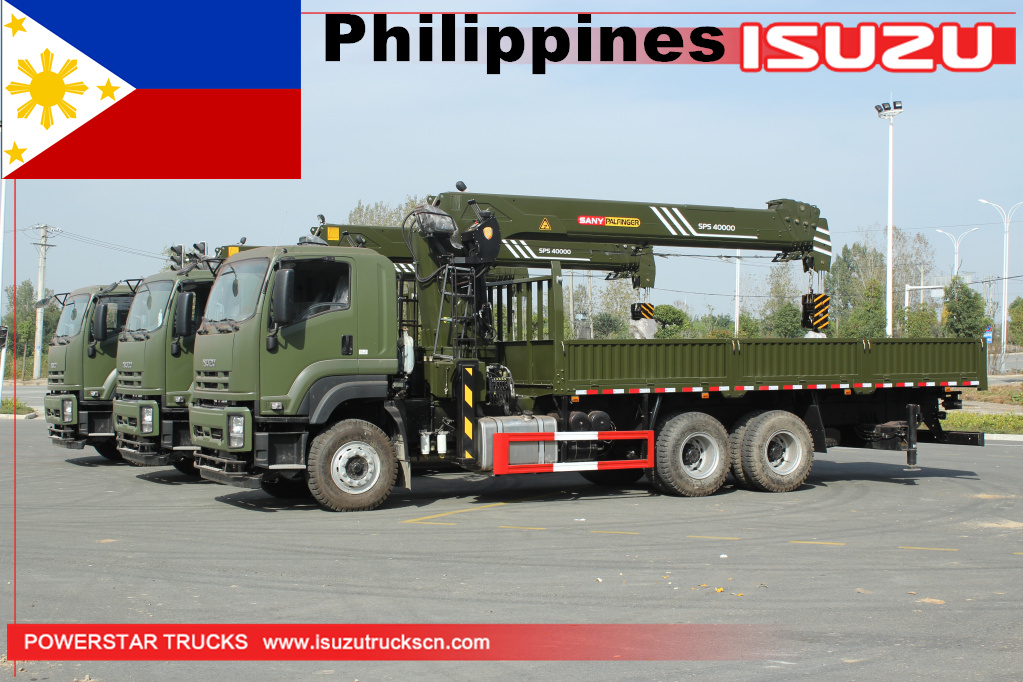 Philippinischer Militär-LKW ISUZU vc46 GIGA mit Ladekran Palfinger SPS40000