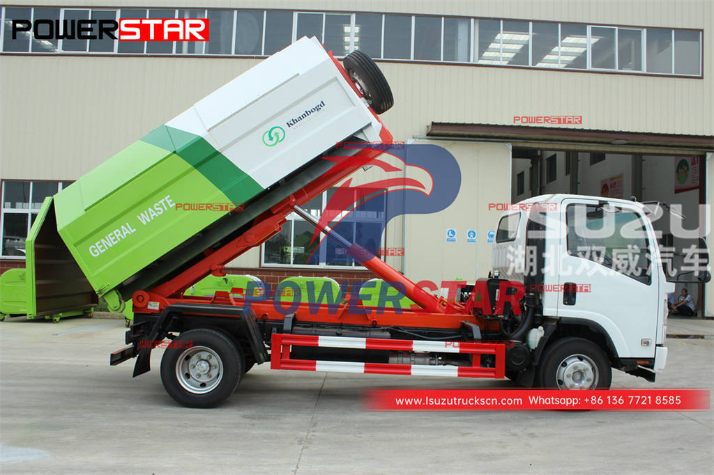 Best price ISUZU 700P 4Ã—4 AWD hook lift bin lorry for Philippines