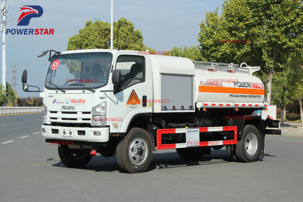 Philippines Isuzu NPR/700P 4X4 4,000L AWD Off road Fuel Bowser Oil Delivery Tank Trucks