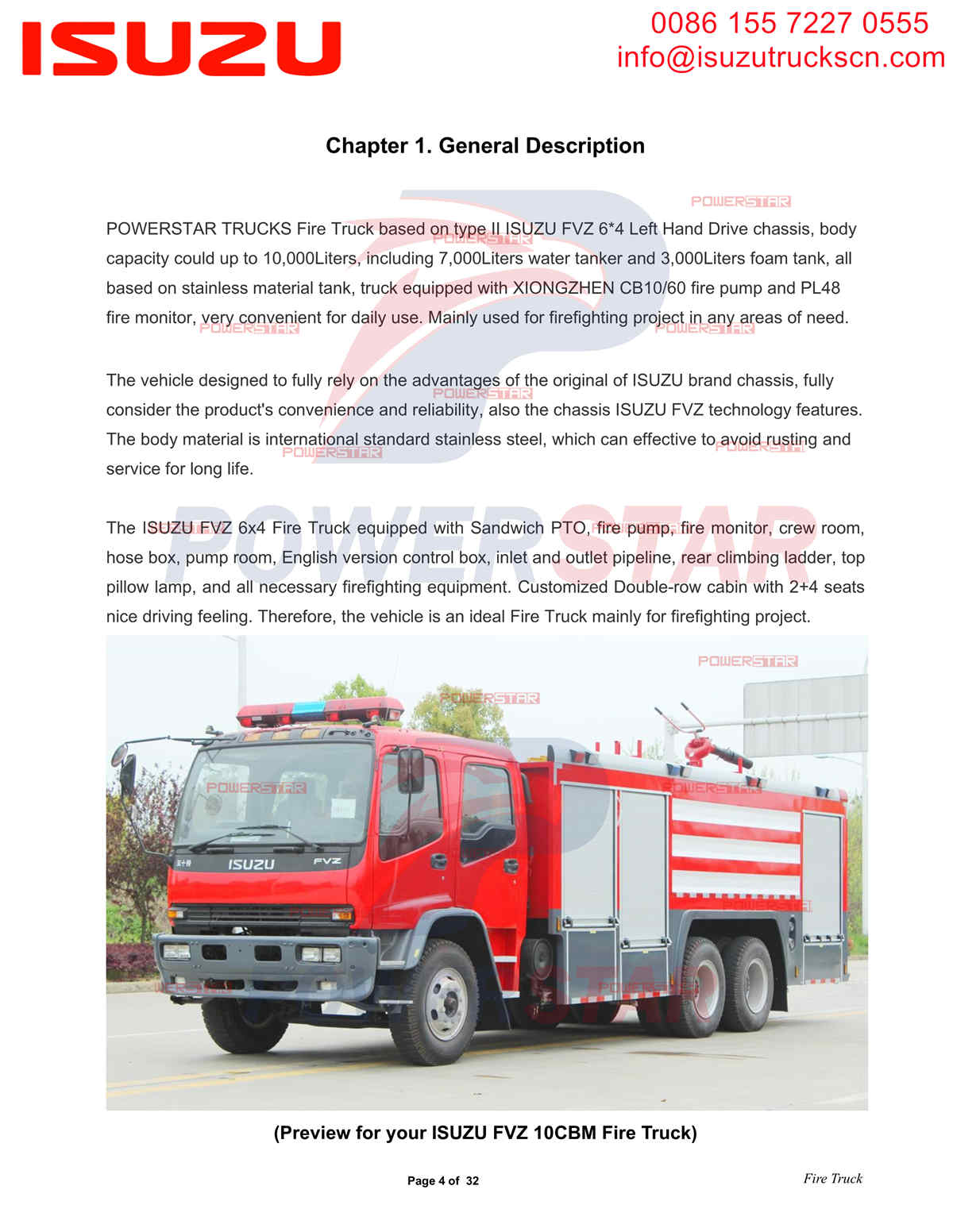 POWERSTAR ISUZU FVZ Feuerwehrauto Export Afrika