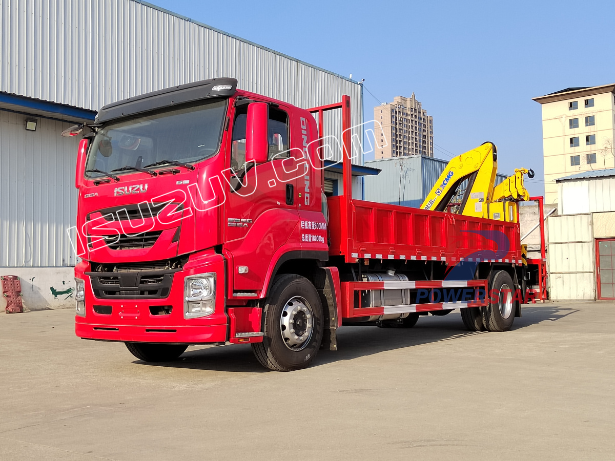 Ruanda Isuzu Giga Dropside Cargo Truck mit XCMG 6,3 Tonnen GSQZ132 Knickarmkran