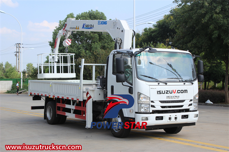 Isuzu 700P Boom Crane Truck with Manlifter