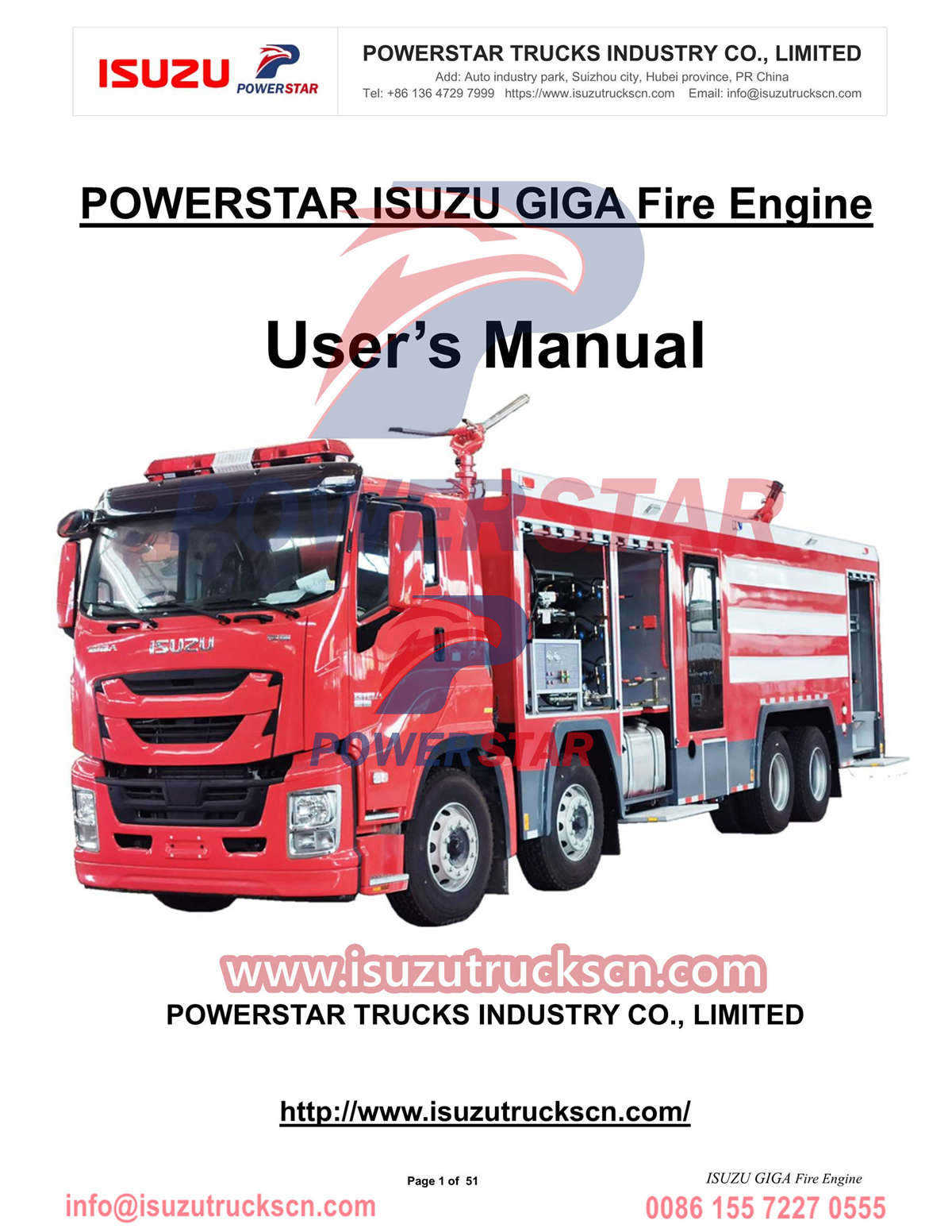 
     Bedienungsanleitung für ISUZU GIGA Feuerwehrauto, Export Kongo DRC
    