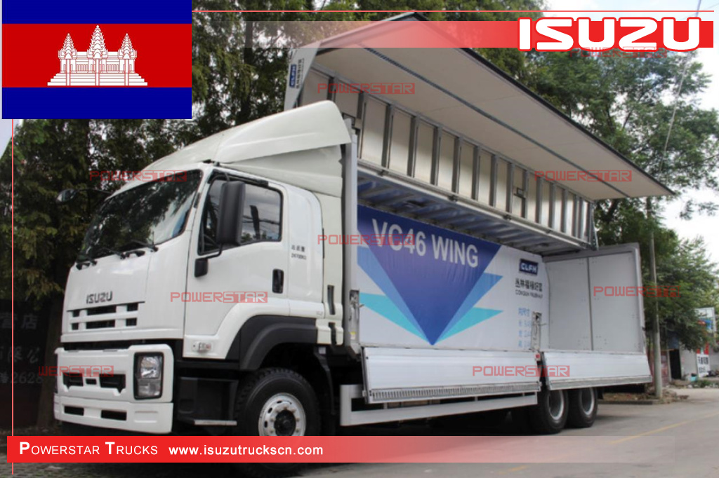 
     Kambodscha – ISUZU GIGA/VC46 Wing Open Van Cargo Trucks
    