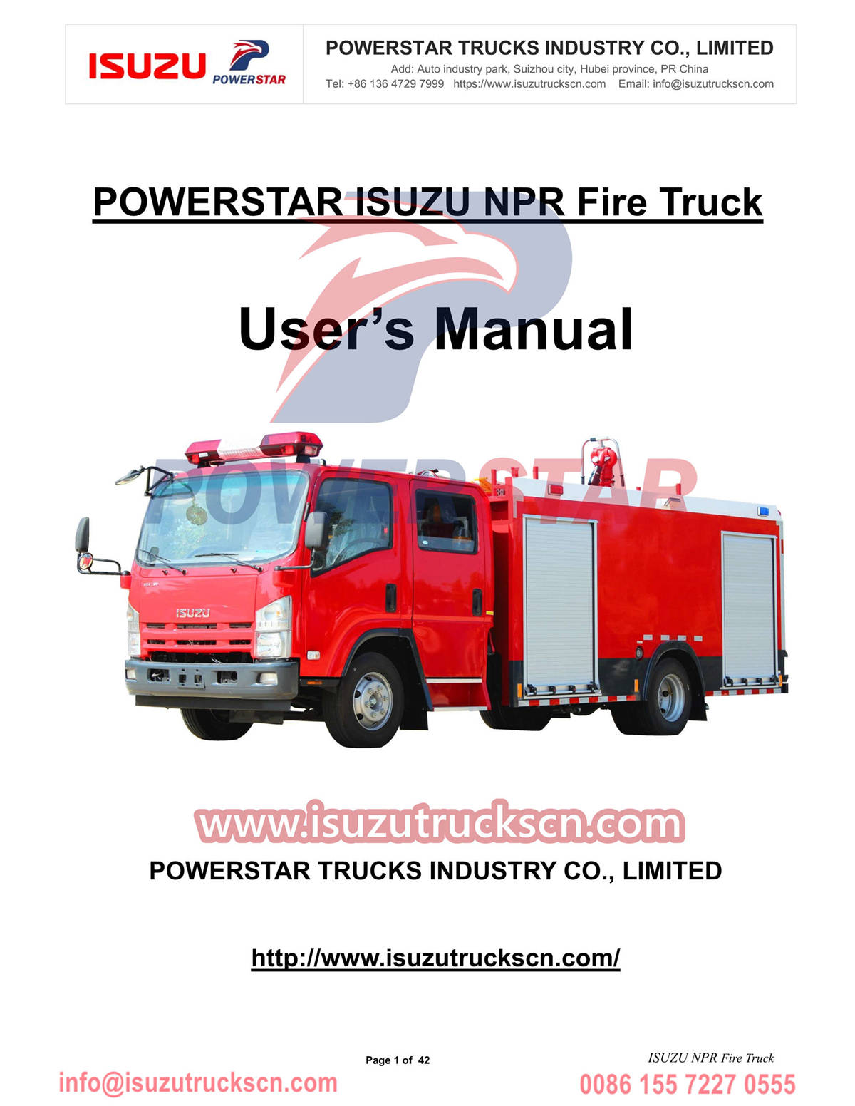 
     ISUZU Feuerwehr-Tender, Handbuch, Export Dubai
    